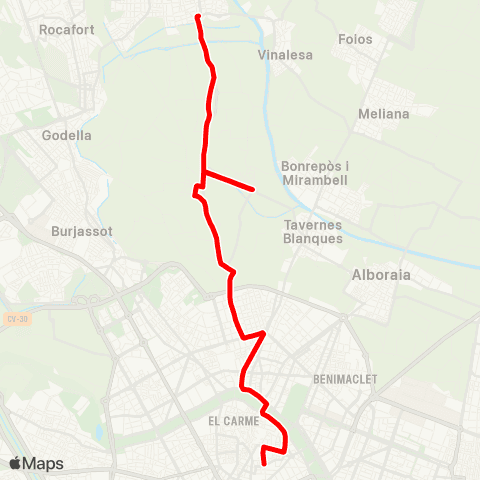 EMT Moncada / Alfara - Poeta Querol map