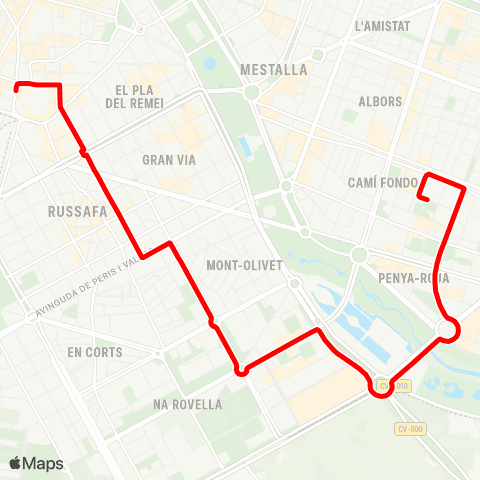 EMT Estació del Nord - C. Arts I Ciències / I.Canàries map