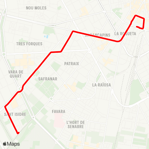 EMT Sant Isidre - Estació del Nord map