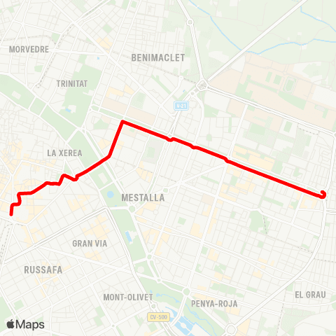 EMT Estació del Nord - Blasco Ibañez map