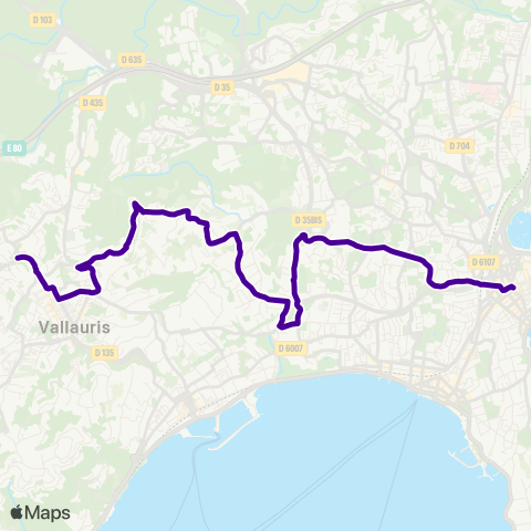 Envibus Villa Chrétien (Vallauris) - Pl. Guynemer (Antibes) map