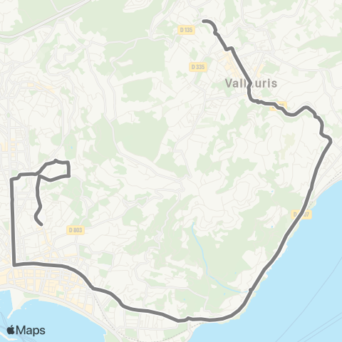 Envibus Villa Chrétien (Vallauris) - Golfe Juan - Bd d'Alsace (Cannes) map