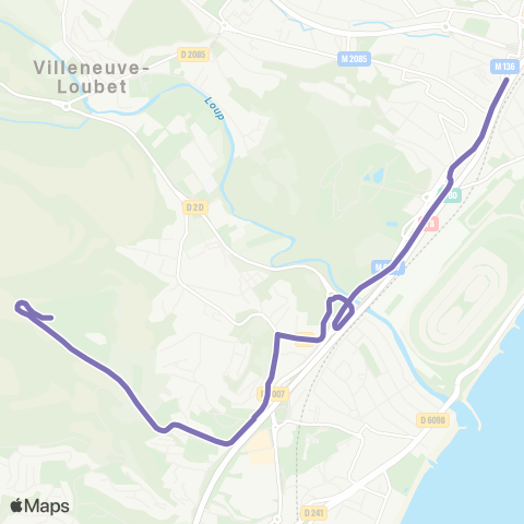 Envibus Gare SNCF de Cagnes s/ Mer - Amadeus (Villeneuve-Loubet) map