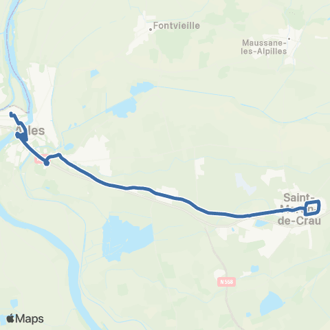 Envia - Lignes scolaires Saint Martin de Crau ↔︎ Arles map
