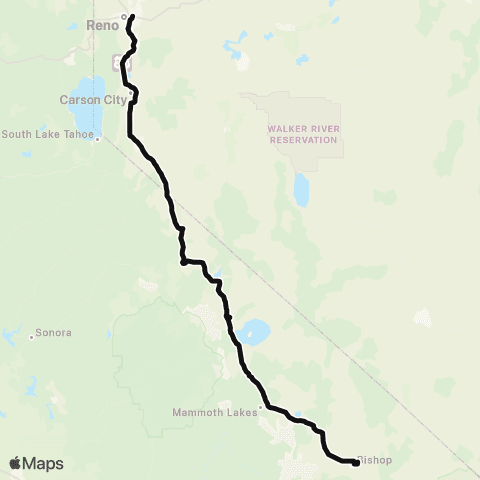 Eastern Sierra Transit 395 Route North map