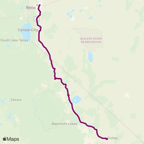 Eastern Sierra Transit Reno map