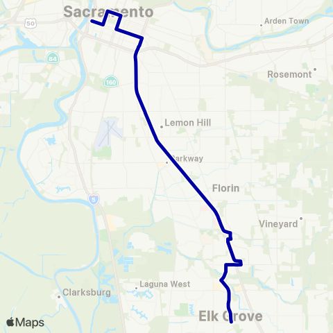 E-tran (Elk Grove Transit) Elk Grove Commuter Route map