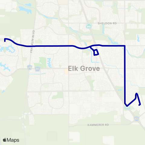 E-tran (Elk Grove Transit) Elk Grove Local Route map