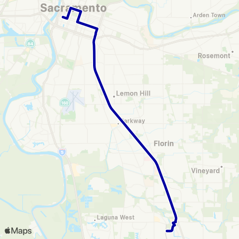 E-tran (Elk Grove Transit) Elk Grove Commuter Route map