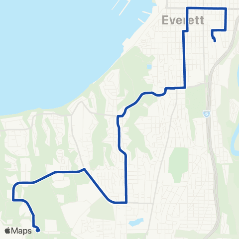 Everett Transit S to Seaway TC - N to Everett Station map
