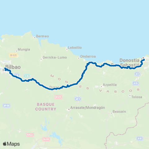 Euskotren Trena Bilbao-Donostia map