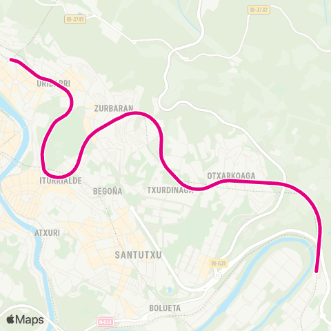 Euskotren Trena Matiko-Kukullaga map
