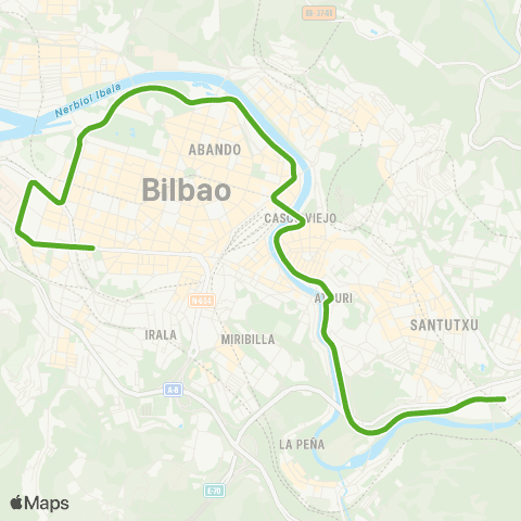 Euskotren Tranbia Tranvia de Bilbao - Bilboko tranbia map