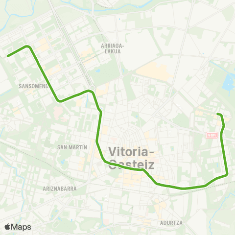 Euskotren Tranbia Tranvia de Vitoria - Gasteizko tranbia map