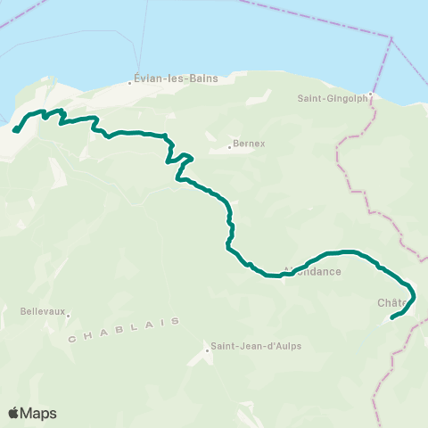 ÉVA'D Bus Thonon les arts - Châtel Linga map