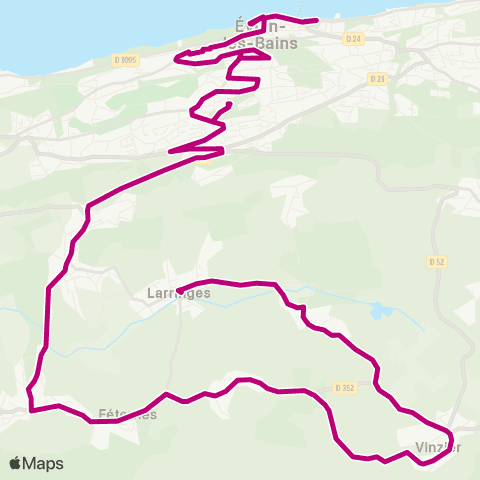 ÉVA'D Bus Évian Embarcadère - Collège des Rives (Larringes) map