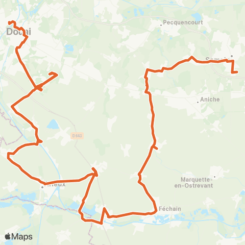 Évéole Somain Gare - Dechy C. hospitalier - Douai Lycée e. Lemonnier map