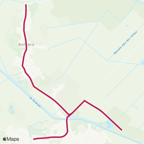 Évéole - Transport à la demande Anhiers Route de Flines - Lallaing Pont Vincourt map