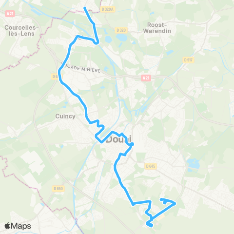 Évéole Chd - Douai - Auby Bon air - Gare Leforest map