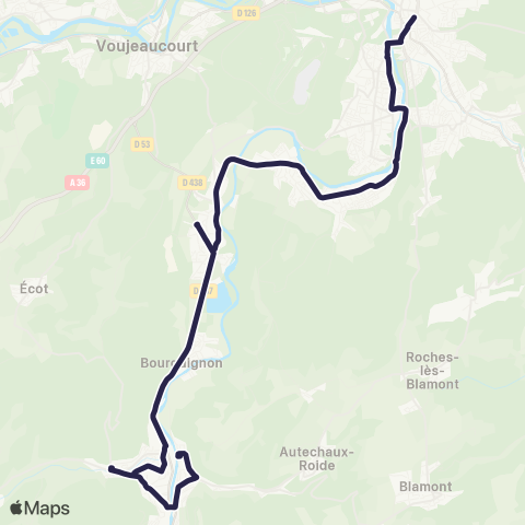 évolitY Audincourt Pl. du Marche - Pont-de-Roide Plle map