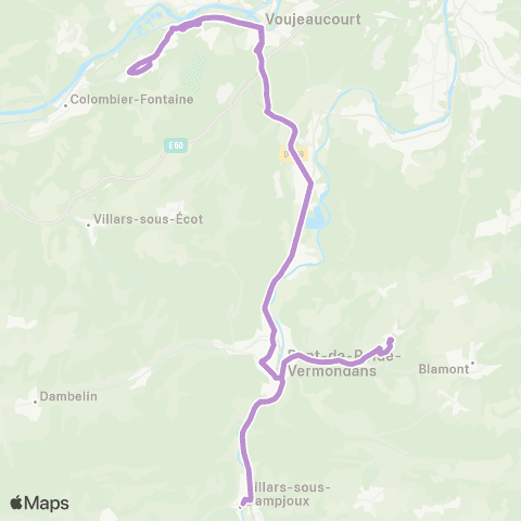 évolitY - Scolaire Collège JJ. Rousseau - Dampierre s/ le Doubs / Étouvans / Mathay / Pont-de-Roide map