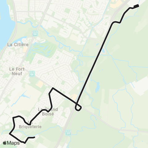 exo Le Richelain et Roussillon La Prairie (Briqueterie) - Terminus Brossard map