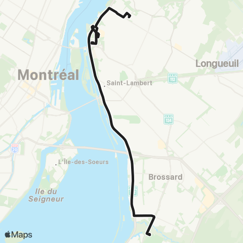 exo Le Richelain et Roussillon La Prairie - Longueuil (Cégep e.-Montpetit) map