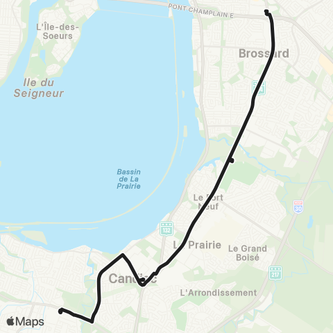 exo Le Richelain et Roussillon Delson - Candiac - la Prairie - Terminus Panama map