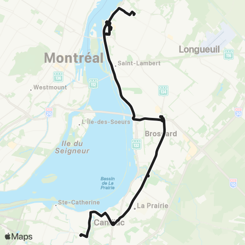 exo Le Richelain et Roussillon Delson - Candiac - la Prairie-Term. Panama-Longueuil map