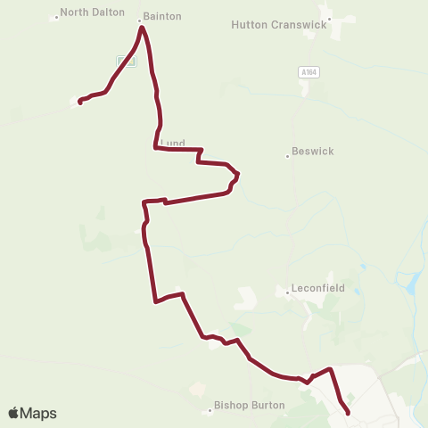 East Yorkshire Middleton on The Wolds Chapel Ln - Beverley BS map