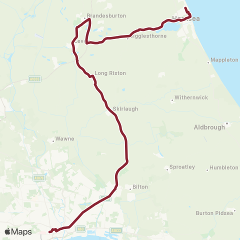 East Yorkshire Hull Interchange - Hornsea Cliff Road map