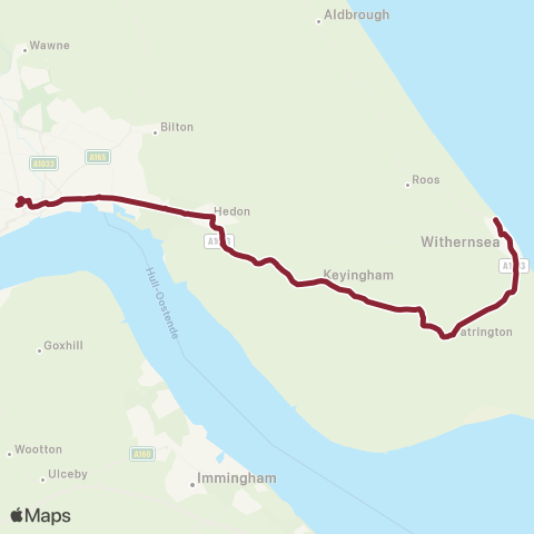 East Yorkshire Hull Interchange - Withernsea Waxholme Rd map