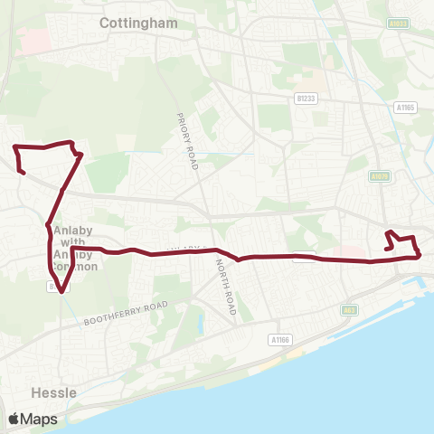 East Yorkshire Willerby Kingston Rd - Hull Interchange map