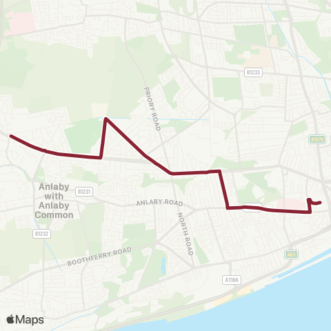 East Yorkshire Springhead Pk Gardens - Hull Interchange map