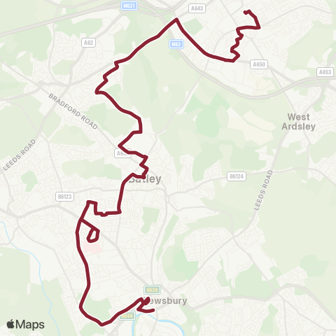 East Yorkshire Morley Town Hall C - Dewsbury Bus Sta map