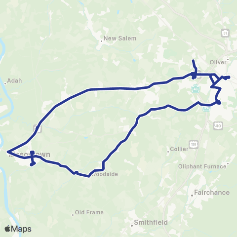 Fayette Area Coordinated Transportation Masontown / Fairchance map