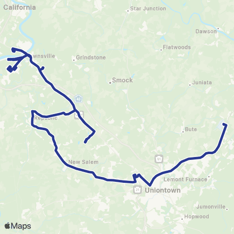 Fayette Area Coordinated Transportation Brownsville / Uniontown map