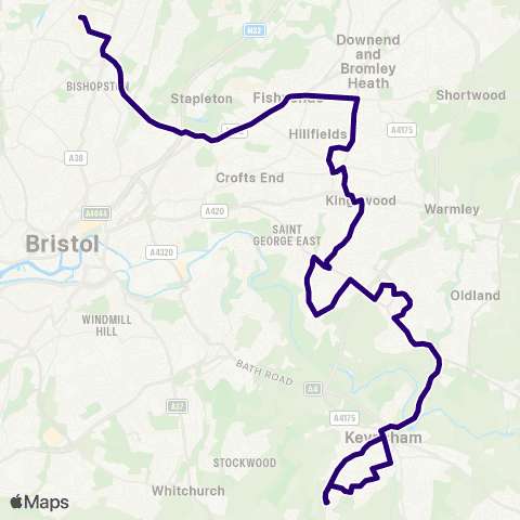 First Bristol Bath & the West Ashton Way - Southmead Hospital map