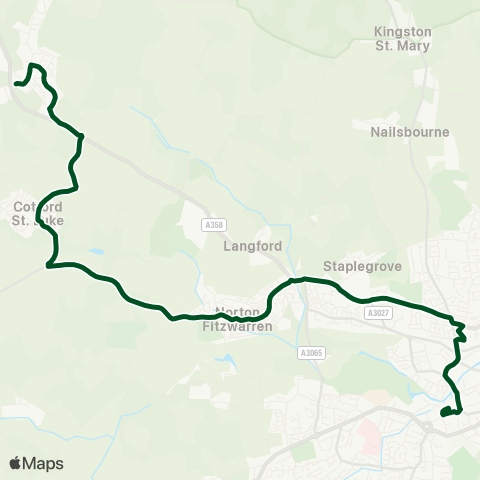 First Buses of Somerset Lethbridge Arms - Butlins Main Gate map