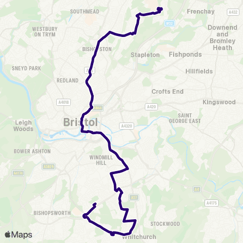 First Bristol Bath & the West Hengrove Depot - Frenchay Campus map