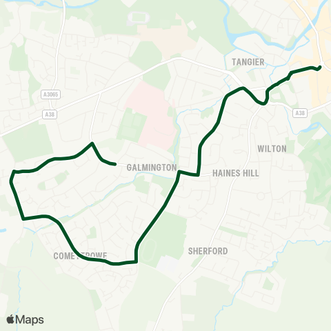 First Buses of Somerset Shepherds Rest - Taunton Town Ctr Stop J map