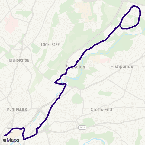 First Bristol Bath & the West Froomshaw Road - Rupert Street map