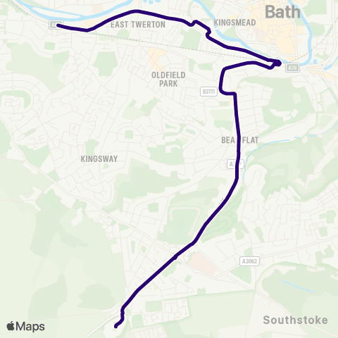 First Bristol Bath & the West Twerton Mill - Odd Down P&R map
