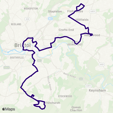 First Bristol Bath & the West Cross Hands - Belland Drive map