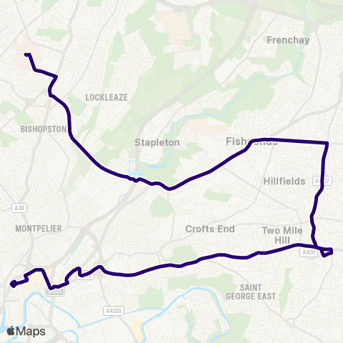 First Bristol Bath & the West Rupert Street - Southmead Hospital map