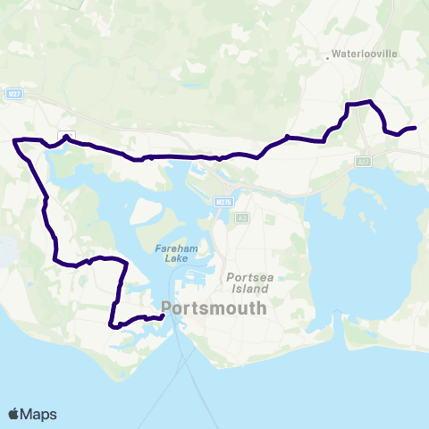 First Portsmouth Fareham & Gosport Havant College - Gosport Interchange map