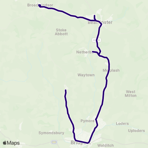 First Wessex Dorset & South Somerset Beaminster School - Salwayash map