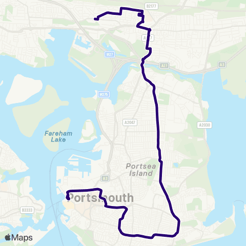 First Portsmouth Fareham & Gosport The Hard Interchange - Allaway Av Shops map