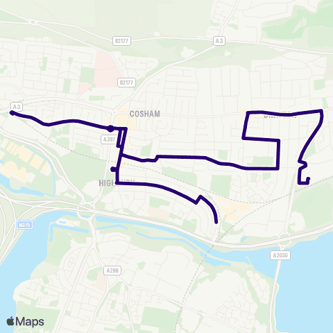 First Portsmouth Fareham & Gosport Hawthorn Crescent - Sainsburys map
