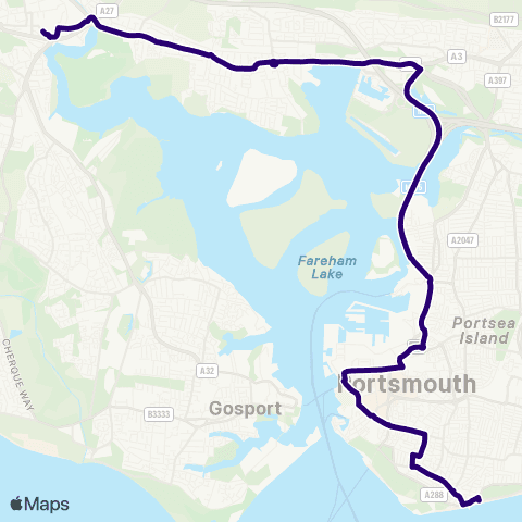 First Portsmouth Fareham & Gosport South Parade Pier - Bus Station map